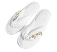 Cosysparks Bride Flip Flop Slippers, White Bride Slippers for Wedding Soft Brides to Be Gifts Slipper Non-Slip Wedding Flip Flop Bridal Slipper with 6MM Soles for Bachelorette Hen Party