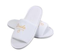 Cosysparks Bride Slippers for Wedding, Bride To Be Non-slip Comfortable White Bridal Slippers with 6MM Soles for Bachelorette Hen Wedding Party UK: 4.5-8
