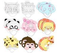 Cosysparks Colour-In Animal Masks for Kids, 16 Pcs Blank Paper Animal Masks to Decorate DIY Graffiti Masks Make Your Own Animal Face Masks for Kids Party Bag Fillers
