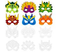 Cosysparks DIY Dino Mask for Painting, 12 Pack Blank DIY Dinosaur Masks with Elastic Bands Creative Dinosaur Party Supplies Party Favors Classroom Activity