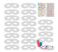 Cosysparks DIY White Paper Masks, 20 Pcs Die Cut Paper Masks with Rhinestone Stickers White Masks to Decorate DIY Blank Halloween Mask Masquerade Mask Half Face Masks for Party Supplies