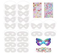 Cosysparks DIY White Paper Masks, 20 Pcs Die Cut Paper Masks with Rhinestone Stickers White Masks to Decorate DIY Blank Halloween Mask Masquerade Mask Half Face Masks for Party Supplies (C)