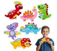 Cosysparks Felt Sewing Craft Kit for Kids, 6 Pack Dinosaur Sewing Kit Childrens Sewing Kits for Beginners Fun DIY Educational Sewing Craft Gift with Sewing Tools for Boys Girls