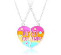 Cosysparks Friendship Necklace for 2, Best Friend Heart Necklaces Magnetic Bff Necklace for 2 Girls Sisters Anniversary Christmas Birthday Gifts