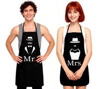 Cosysparks Funny Aprons for Men Women, 2 Pack Mr. & Mrs. Couple Aprons Waterproof BBQ Apron Kitchen Aprons for Cooking Barbecue Novelty His and Hers Aprons Gifts for Couples