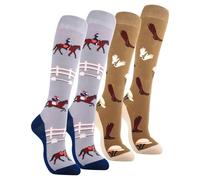 Cosysparks Horse Riding Socks, 2 Pairs Funny Knee High Socks for Women Novelty Long Riding Socks Equestrian Socks Gifts for Horse Lovers Riding Lovers