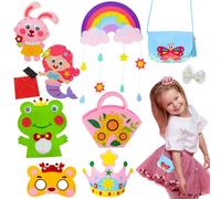 Cosysparks My First Sewing Kit for Kids, 8 Pack Felt Sewing Craft Kit for Kids Sewing Kit Childrens Sewing Kits for Beginners Fun DIY Educational Sewing Craft Gift for Girls (Style2)