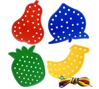 Cosysparks Threading Toys for 2-5 Year Olds, 4 Pcs Toddler Threading Toys Cute and Bright Fruit Shape Lacing Toy Toddler Travel Toy Fine Motor Skills Gift for Kids
