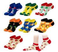 Cosysparks Trainer Ankle Socks Women, 7 Pairs Weekly Funny Fruit Socks Colorful Funky Sock Novelty Cotton Sock for Women Ladies Size 4-7 Multipack