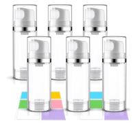 Cosywell Airless Pump Bottles 3.4oz/100ml 6 Pack Dispenser Empty Moisturizer Jars Cosmetic Container Travel Bottles for Shampoo Lotion Cream (Clear)