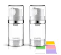 Cosywell Airless Pump Jars 1.7oz/50ml 2 Pack Pump Bottle Dispenser Empty Moisturizer airless Pump Bottles Cosmetic Pump Container Travel Pump Bottles for Toiletries Shampoo Lotion and Cream Clear