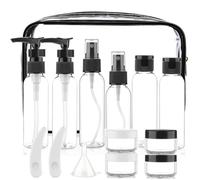 Cosywell Travel Size Bottles for Toiletries 15 Pack 2oz TSA Approved Toiletry Bottles Leak Proof Travel Kit for Women Men TSA Clear Toiletry Bag Shampoo Lotion Skincare Cosmetic Container(Black)