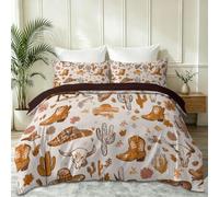 Cot-bed Denim Pattern English Duvet Cover, 100% Soft Breathable Microfiber Reversible Quilt Cover with Pillowcases, Dark Coffee Brown American Retro Bedding, Machine Washable