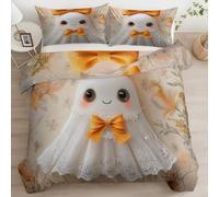 Cot-bed Duvet Cover 120 x 150cm, 2- Piece Halloween Fantasy bow ghostDouble sided Duvet Set Design Reversible, Ultra Soft Brushed Cotton Ethnic Style Boho Bedding with 1 Pillowcases