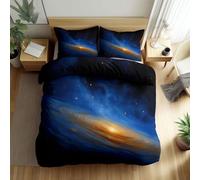 Cot-bed Duvet Cover Set Light Blue for Boys Kids Girls, Space Fantasy Galaxy Planet Reversible Soft Microfiber Bedding Comforter Cover 120 x 150 cm with Zipper Closure and 1 Pillowcases
