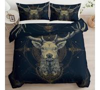 Cot-bed Duvet Cover Sets Celestial Symbols Deer, Premium Microfiber Bedding Sets 120 x 150 cm Soft Hypoallergenic, Reversible Dark Blue Duvet Covers Luxury Bedding Set With Zipper Closure