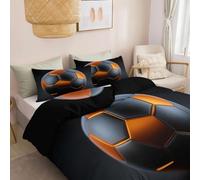 Cot-bed Duvet Set Sports Soccer Ball Geometry Hexagons Reversible Duvet Cover 120 x 150 cm, Ultrasoft Hypoallergenic Non Iron Abstract Art Luxury Quilt Cover Bedding Sets with Zipper Closure