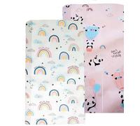 Cot Bed Fitted Sheets 120 x 60cm for Girl Boys | Bedding For Cot bed | Easy Care Soft Cotton and Dureable, Unique Rainbow & Pink Bear Pattern Baby Girl Crib Sheets