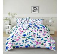 Cot-bed Watercolor Wildflowers Bedding Set 120 x 150 cm 2 Piece Duvet Cover Set with Zipper Closure, White Soft Microfiber Quilt Cover for Aldults Kids, Hypoallergenic Luxury Comfy Bedspread