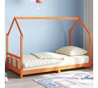 Cot Bed Wax Brown Solid Pine Wood 90 x 190 cm with Slatted Frame, Cot Design, Sturdy Children's Room Bed, Suitable for Girls and Boys, Includes Storage Option