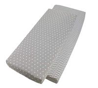Cot Fitted Sheet 100% Cotton 120x60cm - 2X Chevron / 2X White Stars