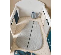 Cot/Playpen Bumper, Navy Sea set blue