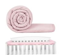Cot Rail Teething Protector 3PCS Baby Crib Rail Cover Protector for Chewing Crib Teething Guard Padded Cot Rail Wrap for Side Front Rails Pink