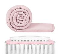Cot Rails Teething Protector, 3Pcs Baby Crib Rails Cover Protector for Chewing Crib Teething Guard Padded Cot Rails Wrap for Side Front Rails Pink