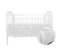 Cot Valance Sheet 100% Cotton Baby Nursery Bedding Frilled Skirt with 4 Sides 33 cm Long Drop to fit Cot Mattress 140x70 cm Elastic Cot Bed Dust Cover (Plain White)