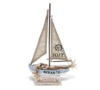 CoTa Global Coastal Horizon Wooden Sailboat Model Ship Nautical Decor, Rustic Nautical Sailboat Decor Table Top Decorations for Living Room Centerpiece and Beach Decorations for Home - 14.1 Inches