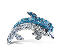 CoTa Global Dolphin Sparkling Refrigerator Magnet - Blue & Silver Sparkling Rhinestones Crystals, Cute Sparkly Ocean Animal Magnet For Kitchen Door Fridge, Cool Home & Office Novelty Decor - 1.75 Inch
