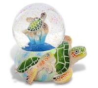 CoTa Global Green Sea Turtle Egg Snow Globe Decor - Elegant Pink Sparkle Glitter Inside The Snow Globe, Animal Figurines for Kids and Adults, Collectible Snow Globes for Birthday, Christmas - 65 mm