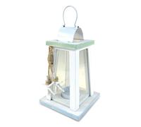 CoTa Global Ocean Breeze Nautical Wooden Lantern Candle Holder - Handmade Rustic Tealight Candle Lantern Decor Coastal Table Centerpiece, Indoor Outdoor Lantern Beach Decorations for Home, Colors Vary