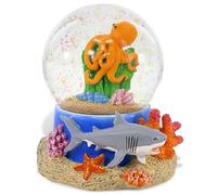 CoTa Global Octopus Coral Snow Globe Decor - Elegant Pink Sparkle Glitter Inside The Snow Globe Figure, Animal Figurines for Kids and Adults, Collectible Snow Globes for Birthday, Christmas - 65 mm