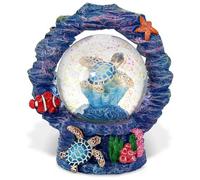 CoTa Global Sea Turtle Coral Snow Globe Decor - Elegant Pink Sparkle Glitter Inside The Snow Globe Figure, Animal Figurines for Kids and Adults, Collectible Snow Globes for Birthday, Christmas - 45 mm