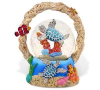CoTa Global Sea Turtle Coral Snow Globe Decor - Elegant Pink Sparkle Glitter Inside The Snow Globe Figure, Animal Figurines for Kids and Adults, Collectible Snow Globes for Birthday, Christmas - 65 mm