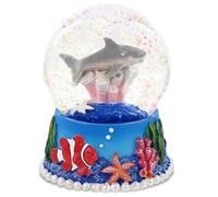 CoTa Global Shark Coral Snow Globe Decor - Elegant Pink Sparkle Glitter Inside The Snow Globe Figure, Animal Figurines for Kids and Adults, Collectible Snow Globes for Birthday, Christmas - 65 mm