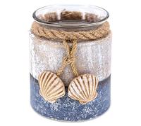 CoTa Global Silver Sea Sea Shell Candle Holder - Nautical Table Top Centerpiece Coastal Decor for Home, Beach House, Rustic Decorative Candle with Sea Shells Figure and Ropes - Handmade Color May Vary