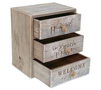 CoTa Global Wood Driftwood 3-Drawer Desktop Organizer - Nautical Beach Home Decor, Table Top Storage Box for Bathroom, Office Desk Drawers, Vanity