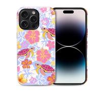 COTAIL Case Designed for iPhone 14 Pro Max, Hybrid 2-Layer Case, Military-Grade Protection Durable Shockproof Anti-Scratch Phone Case, Tropical Hibiscus Turtle