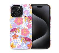 COTAIL Case Designed for iPhone 15 Pro, Hybrid 2-Layer Case, Military-Grade Protection Durable Shockproof Anti-Scratch Phone Case, Tropical Hibiscus Turtle
