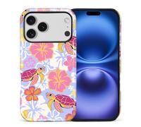 COTAIL Case Designed for iPhone 17 Pro, Hybrid 2-Layer Case, Military-Grade Protection Durable Shockproof Anti-Scratch Phone Case, Tropical Hibiscus Turtle