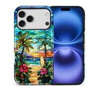 COTAIL Case Designed for iPhone 17 Pro, Hybrid 2-Layer Case, Military-Grade Protection Durable Shockproof Anti-Scratch Phone Case, Stained Glass Tropical Beach
