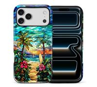 COTAIL Case Designed for iPhone 17 Pro Max, Hybrid 2-Layer Case, Military-Grade Protection Durable Shockproof Anti-Scratch Phone Case, Stained Glass Tropical Beach