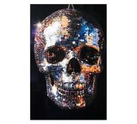 COTAIL Disco Ball Skull Wall Art, Maximalist Funky Art Poster Canvas Prints Pictures, Eclectic Wall Art Wall Décor for Living Room Bedroom Gift for Men Home Decorations (Unframed, 16”x24”, Skull)