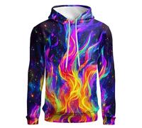COTAIL Unisex Hoodies, 3D Print Hoodie Graphic Pullover Hooded Sweatshirt Novelty Hoodies for Men, Women, Teen Boy, Colorful Fire, XL