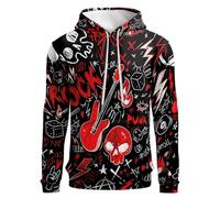 COTAIL Unisex Hoodies, 3D Print Hoodie Graphic Pullover Hooded Sweatshirt Novelty Hoodies for Men, Women, Teen Boy, Rock N Roll, XL