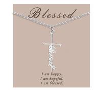 COTATI Faith Cross Necklace Jewelry for Women Silver Jesus Christian Pendant Necklaces Gifts for Mom, S, Stainless Steel, No Gemstone