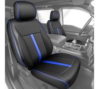 COTAZA Faux Leather Front Seat Covers for Ford F150 2015-2025 2026 (XL, XLT, Not Regular Cab), Exact Fit 1st Row Bucket Seat Protectors,Truck Interior Accessories for F-150 Black/Blue