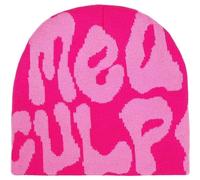 COTBENN Y2k MEA Culpa Graphic Beanies Hat Wool Acrylic Knit Skull Cap Winter Warm Streetwear Hats for Women Man Teenagers, Rose Pink Pink, M